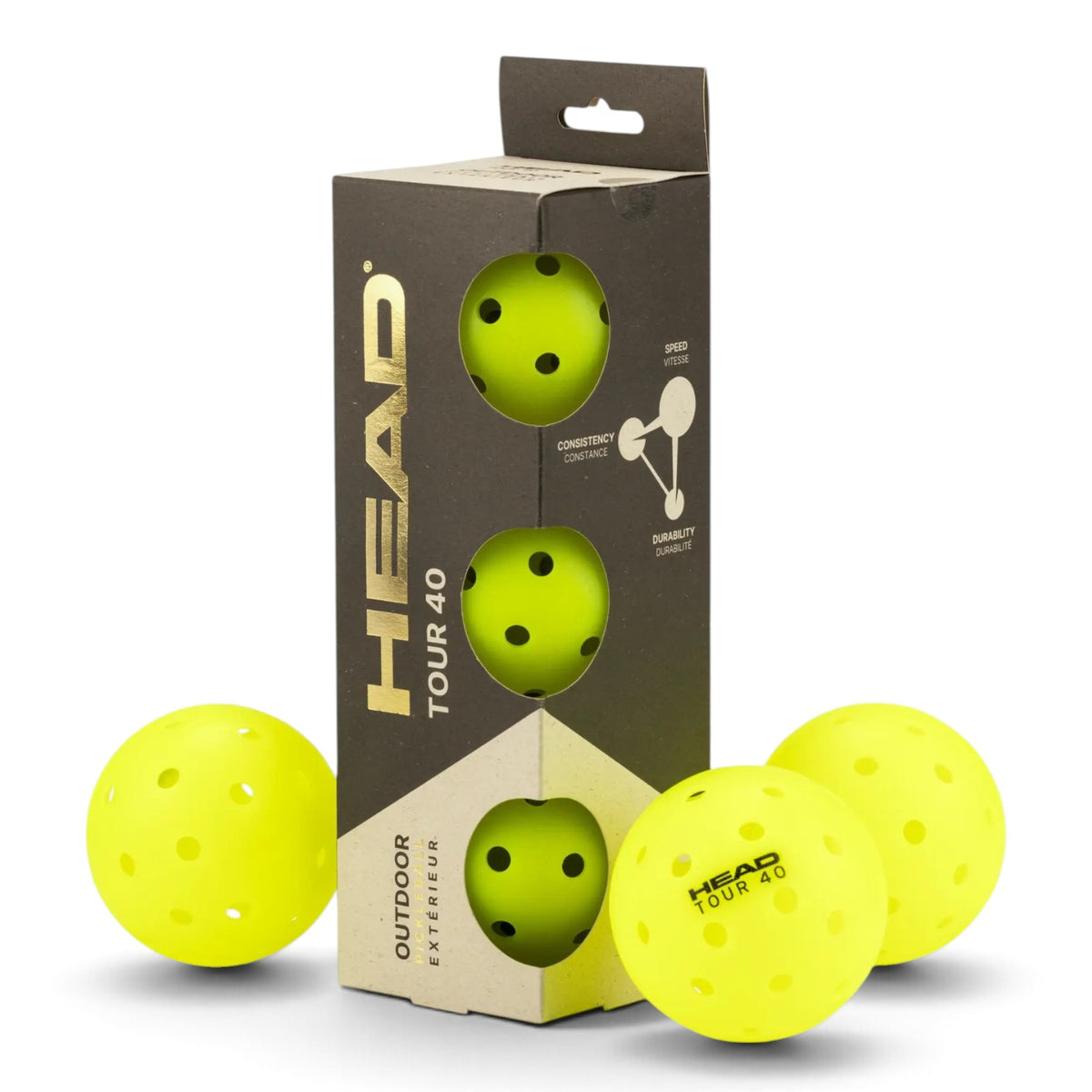 HEAD TOUR 40 3pcs Outdoor Pickleballs