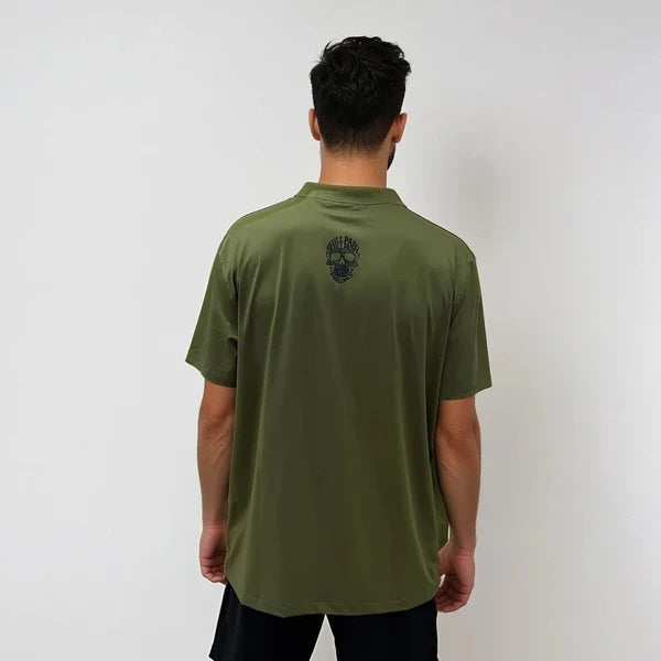 Skull Padel Polo Shirt - Camo Green