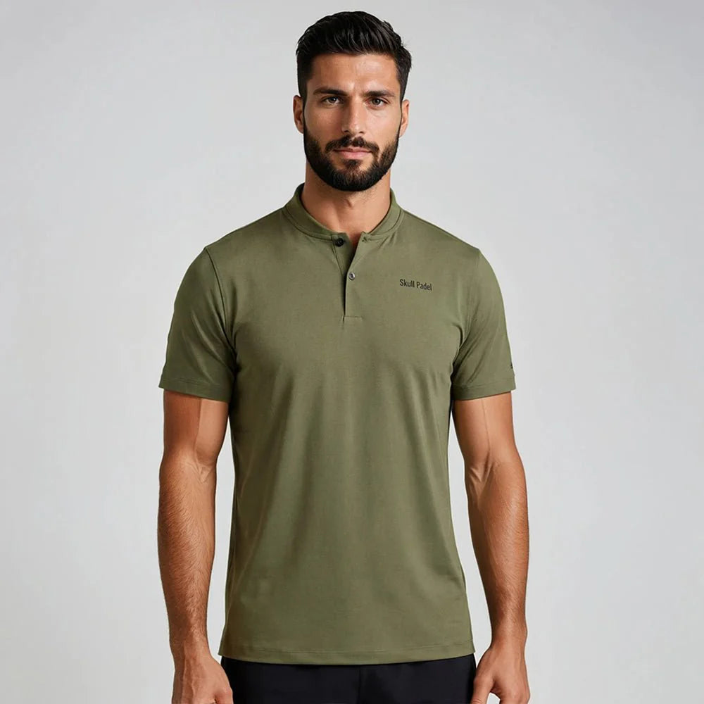 Skull Padel Polo Shirt - Camo Green