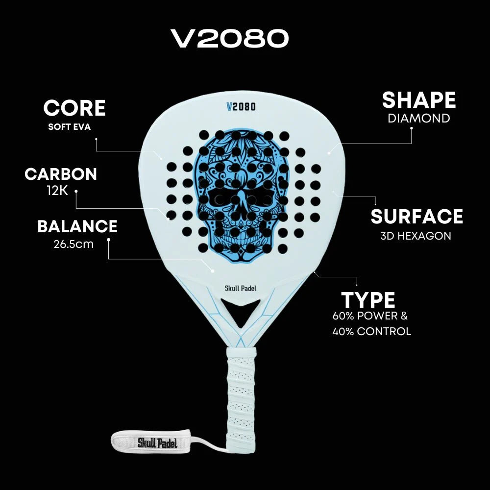 Skull Padel V2080 White Blue 12K